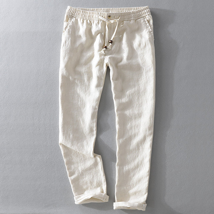 Breeze | Casual Drawstring Linen Pants Men - Light Blue