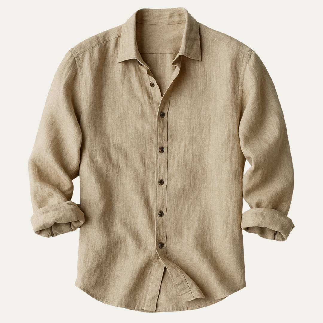 Phoebe | Elegant Long Sleeve Linen Button-Up Shirt For Men