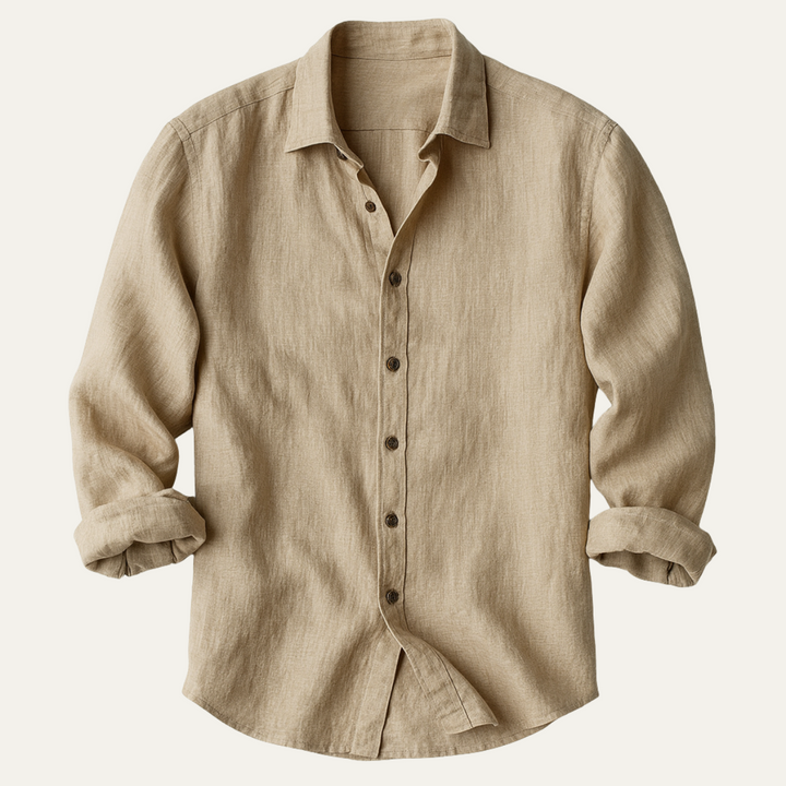 Phoebe | Elegant Long Sleeve Linen Button-Up Shirt For Men