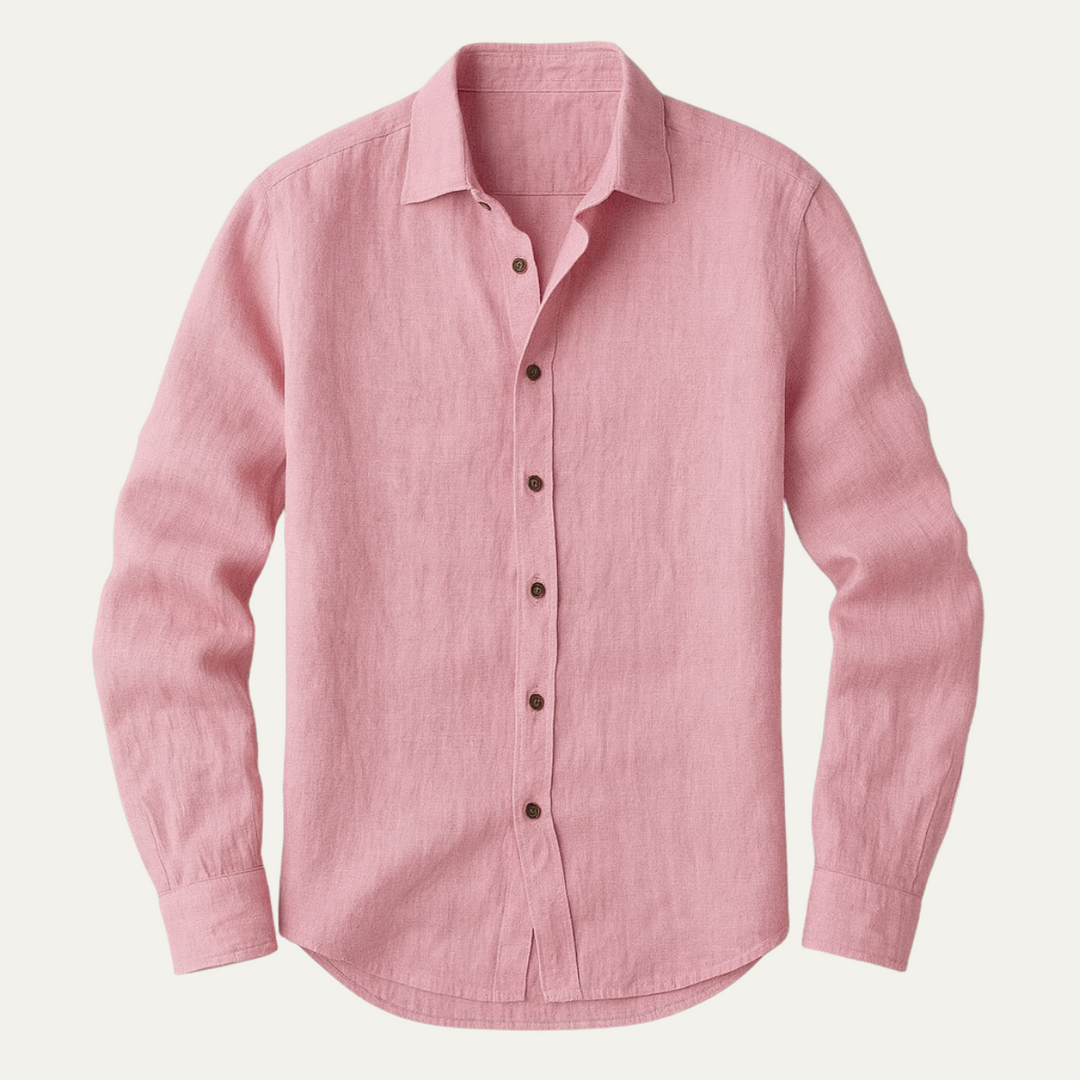 Phoebe | Elegant Long Sleeve Linen Button-Up Shirt For Men