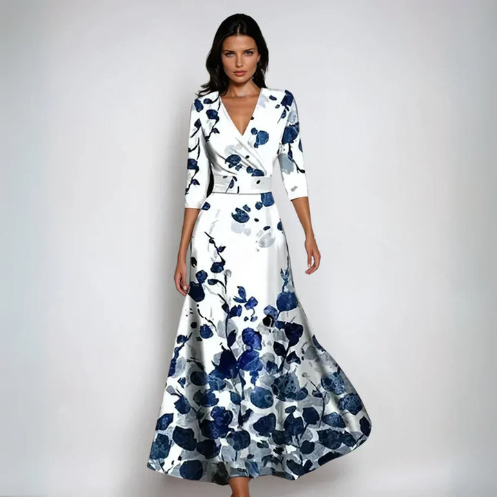 Margot | Elegant Floral Wrap Maxi Dress With V-Neck