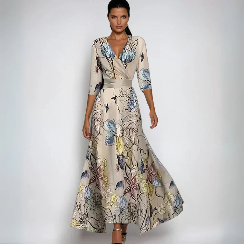 Margot | Elegant Floral Wrap Maxi Dress With V-Neck