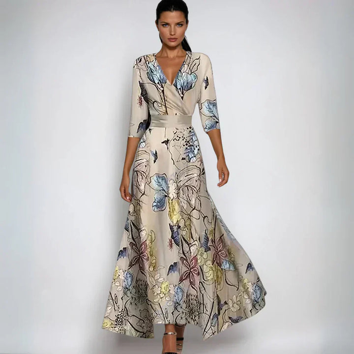 Margot | Elegant Floral Wrap Maxi Dress With V-Neck
