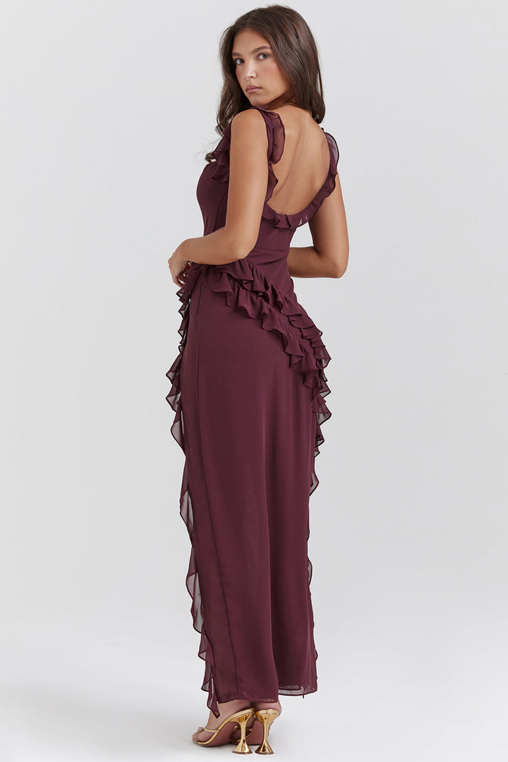 Florence | Elegant Ruffle Maxi Dress With Square Neck