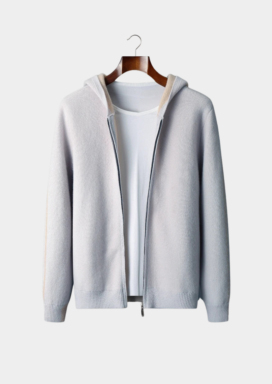 Casper | Elegant Two-Tone Zip Cashmere Hoodie Men