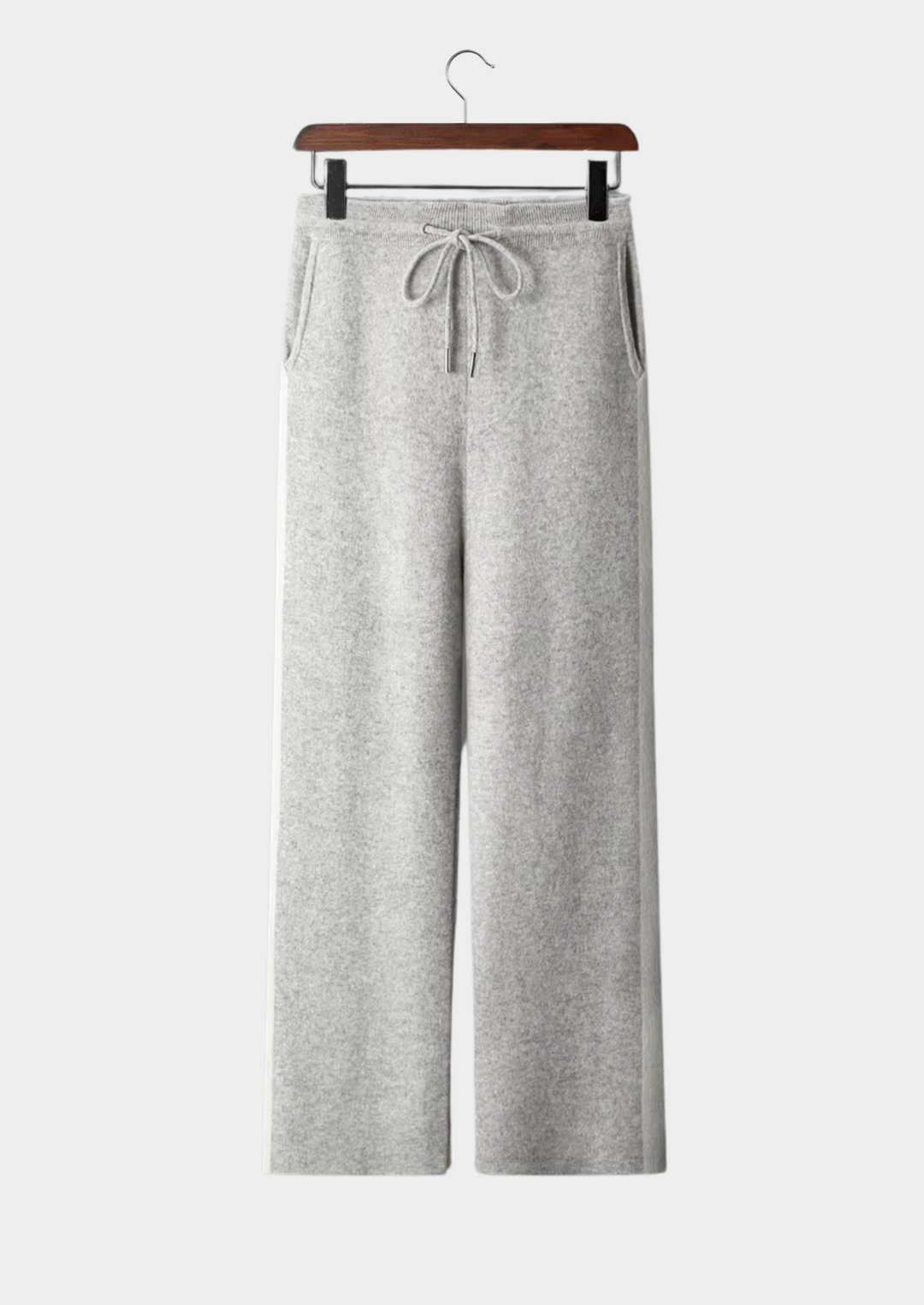 Renee | Elegant Wide Leg Cashmere Trousers With Drawstring
