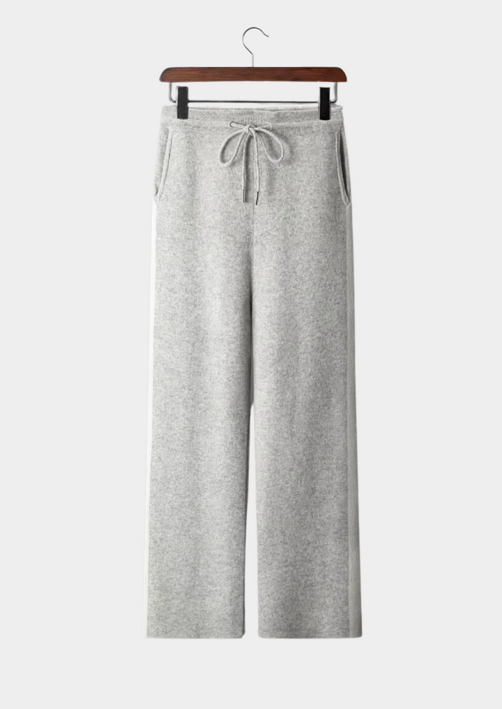 Renee | Elegant Wide Leg Cashmere Trousers With Drawstring