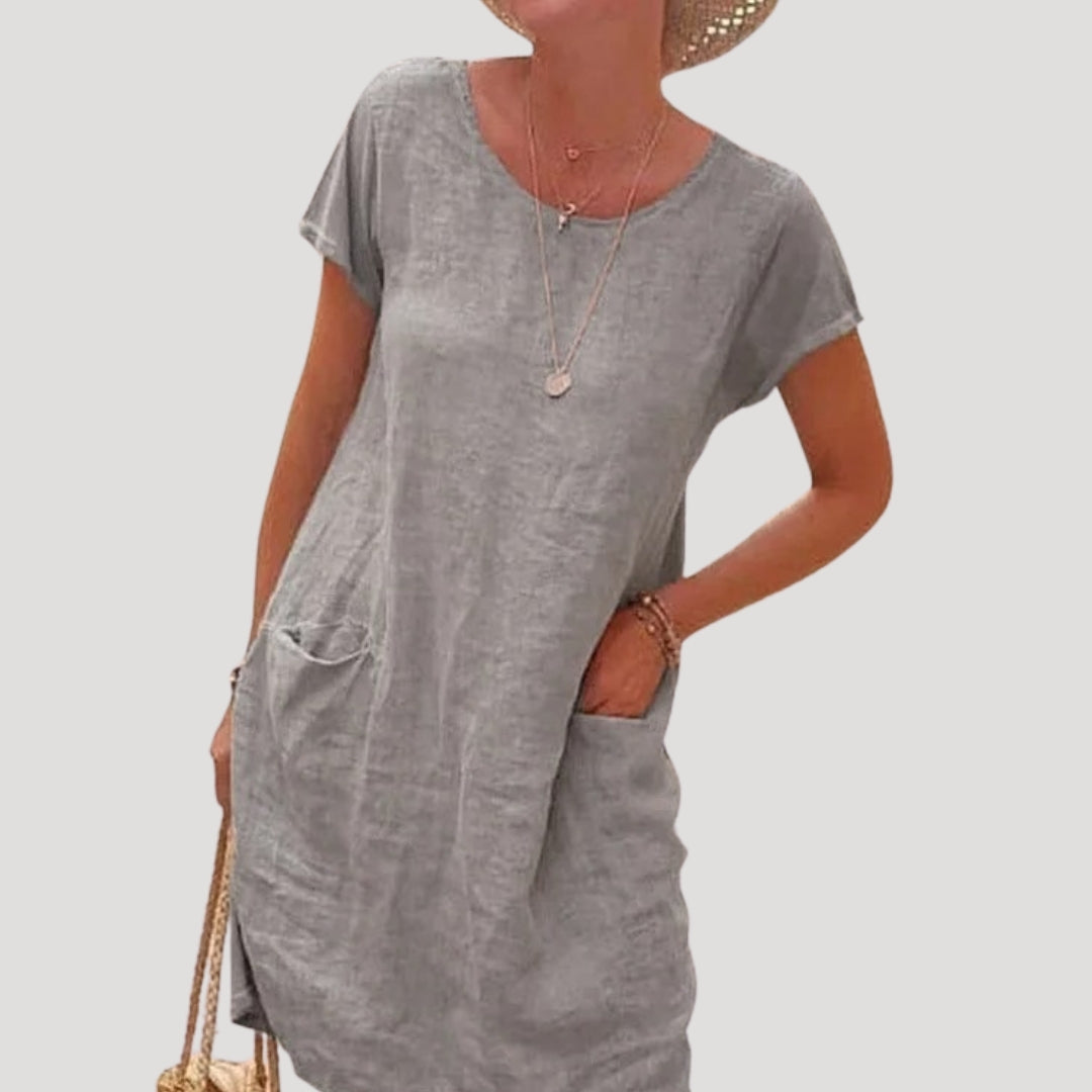 Penelope | Effortless Cotton Midi Dress With Short Sleeves