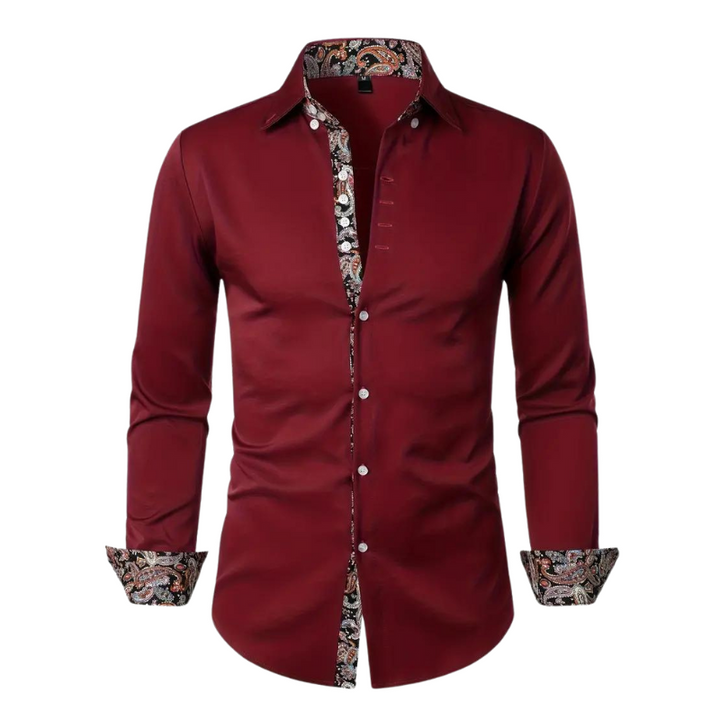 Xavier | Elegant White Paisley Contrast Dress Shirt For Men