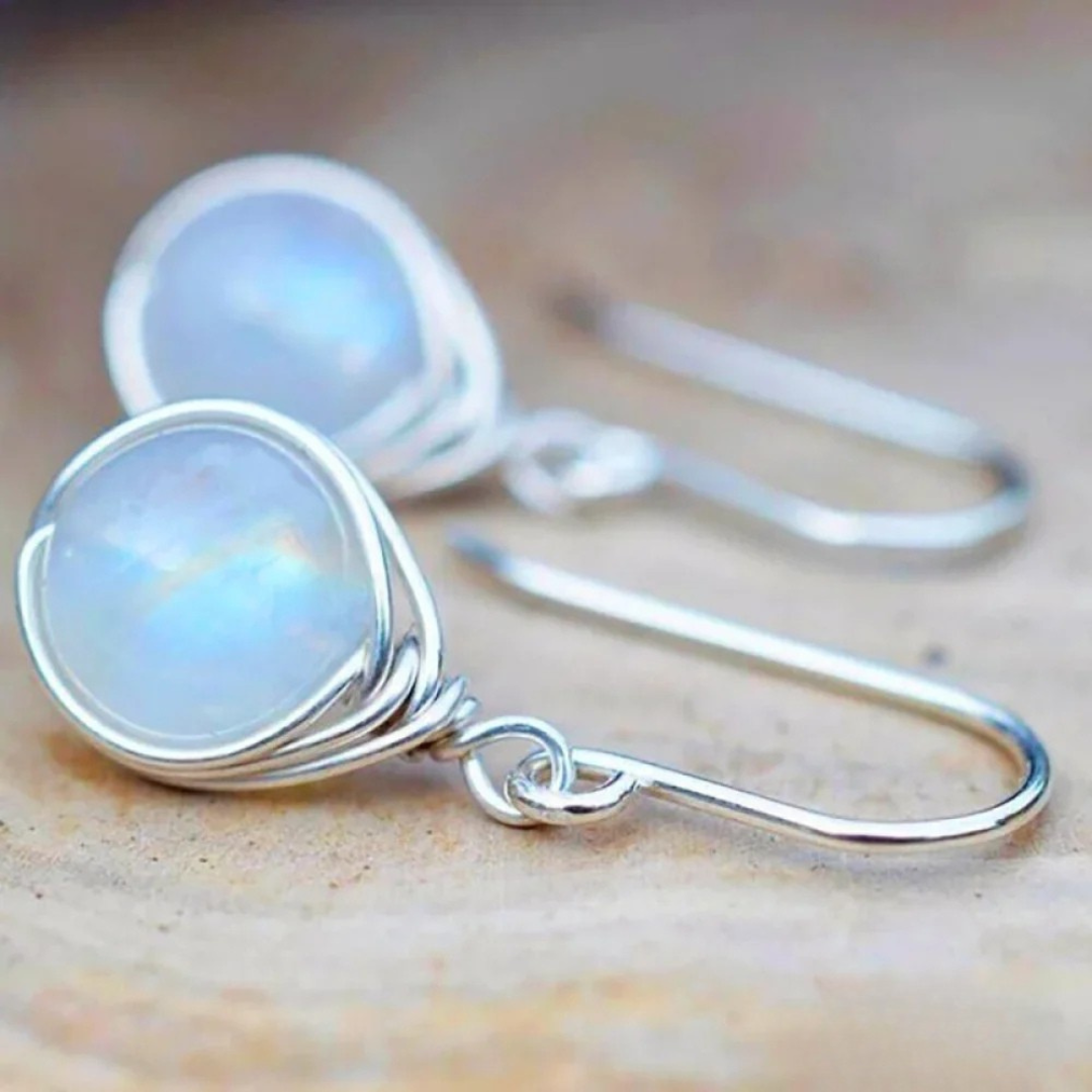 Margot | Elegant Wire-Wrapped Moonstone Drop Earrings