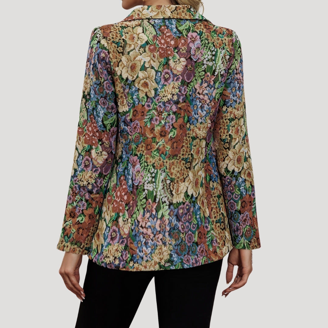 Margot | Chic Floral Tapestry Fitted Blazer With Structured Silhouette