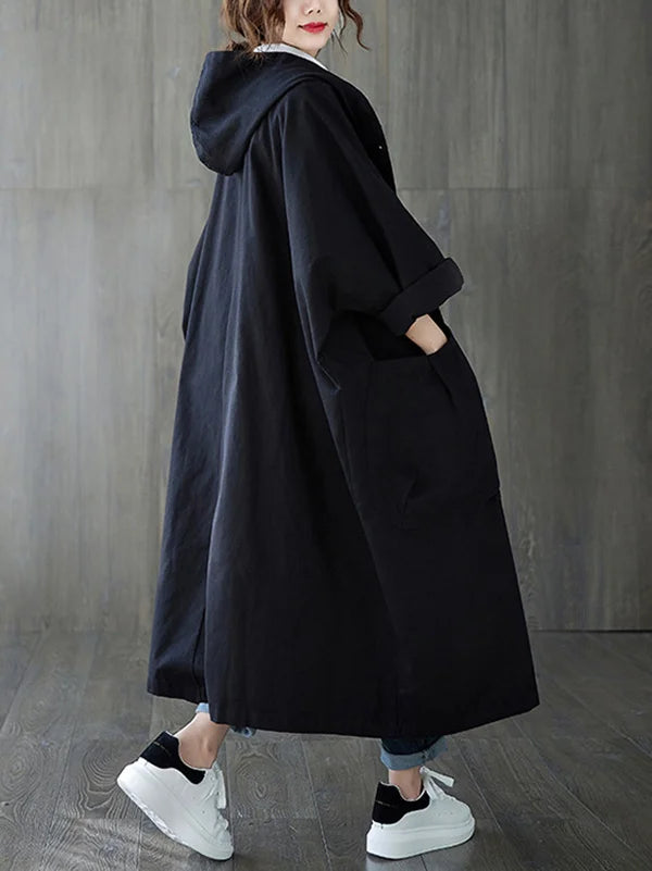 Kira | Elegant Long Waterproof Trench Coat with Hood
