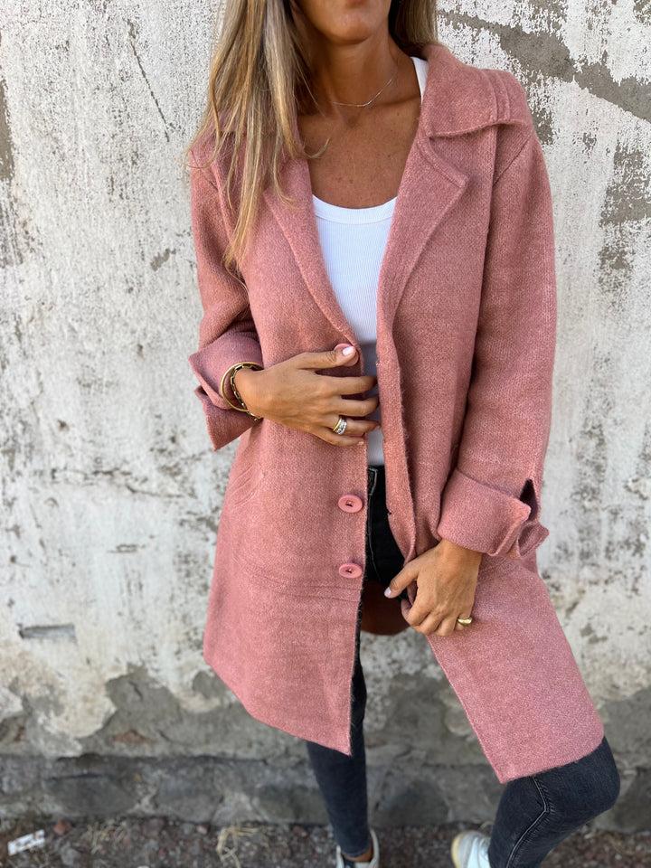 Marlowe | Chic Oversized Button Front Coat With Lapel Collar