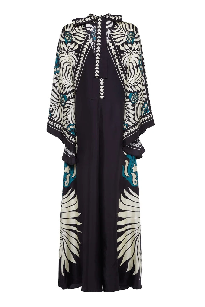 Serenity | Elegant High Neck Floral Print Maxi Dress With Sleeves