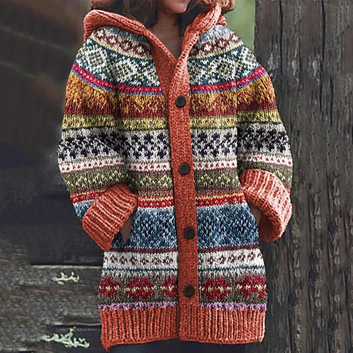 Meredith | Hooded Fair Isle Knit Cardigan Women - Cozy Style
