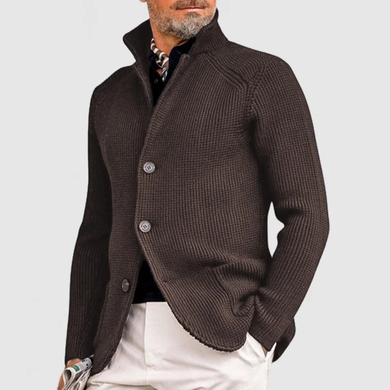 Eddie | Stylish Button-Up Ribbed Knit Cardigan For Men
