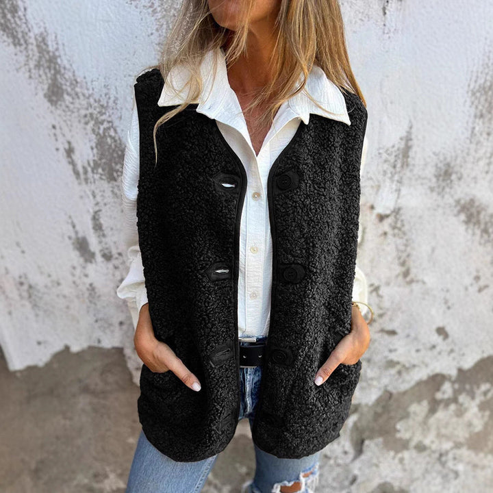 Wren | Cozy Button Down Sherpa Fleece Vest Sleeveless
