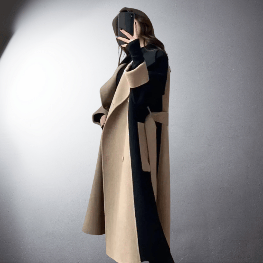 Elyse | Elegant Two-Tone Long Coat With Straight Silhouette