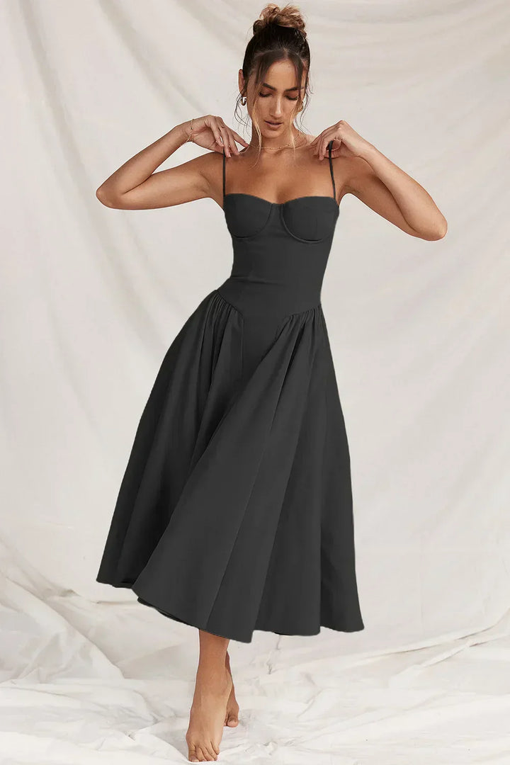 Clara | Elegant Structured Bustier Midi Dress