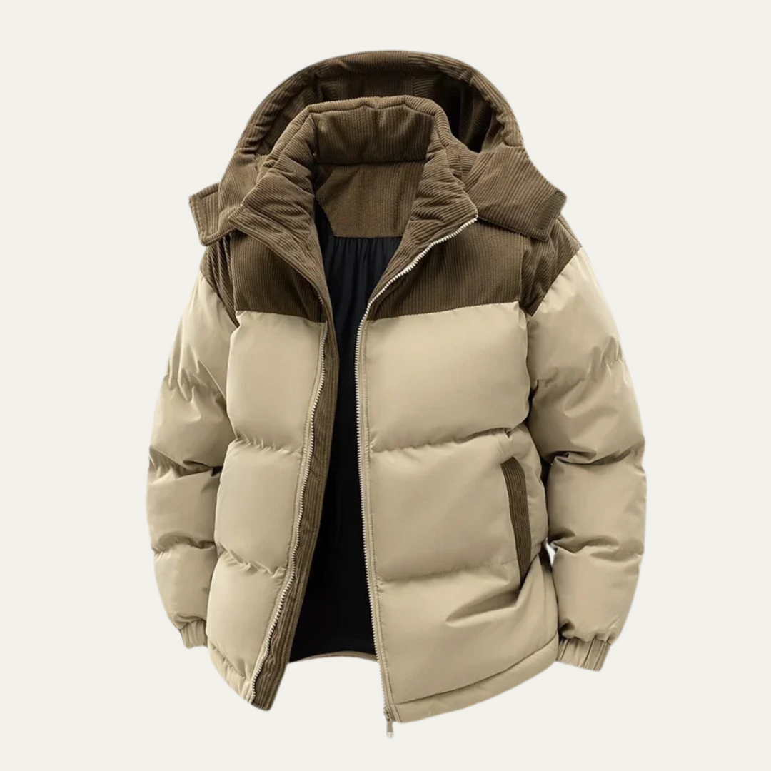 Phoebe | Stylish Two-Tone Hooded Puffer Jacket