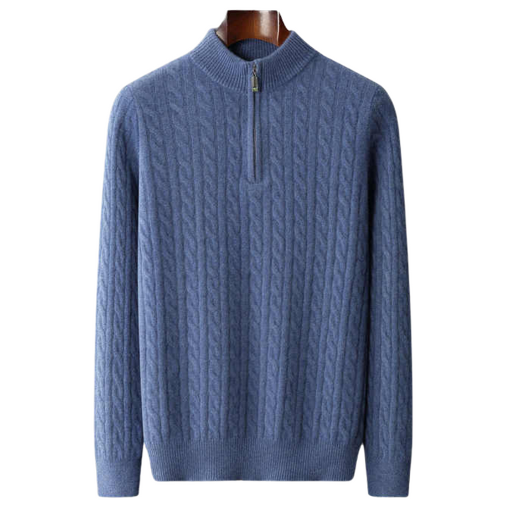 Richmond | Elegant Cable Knit Half Zip Cashmere Sweater Men