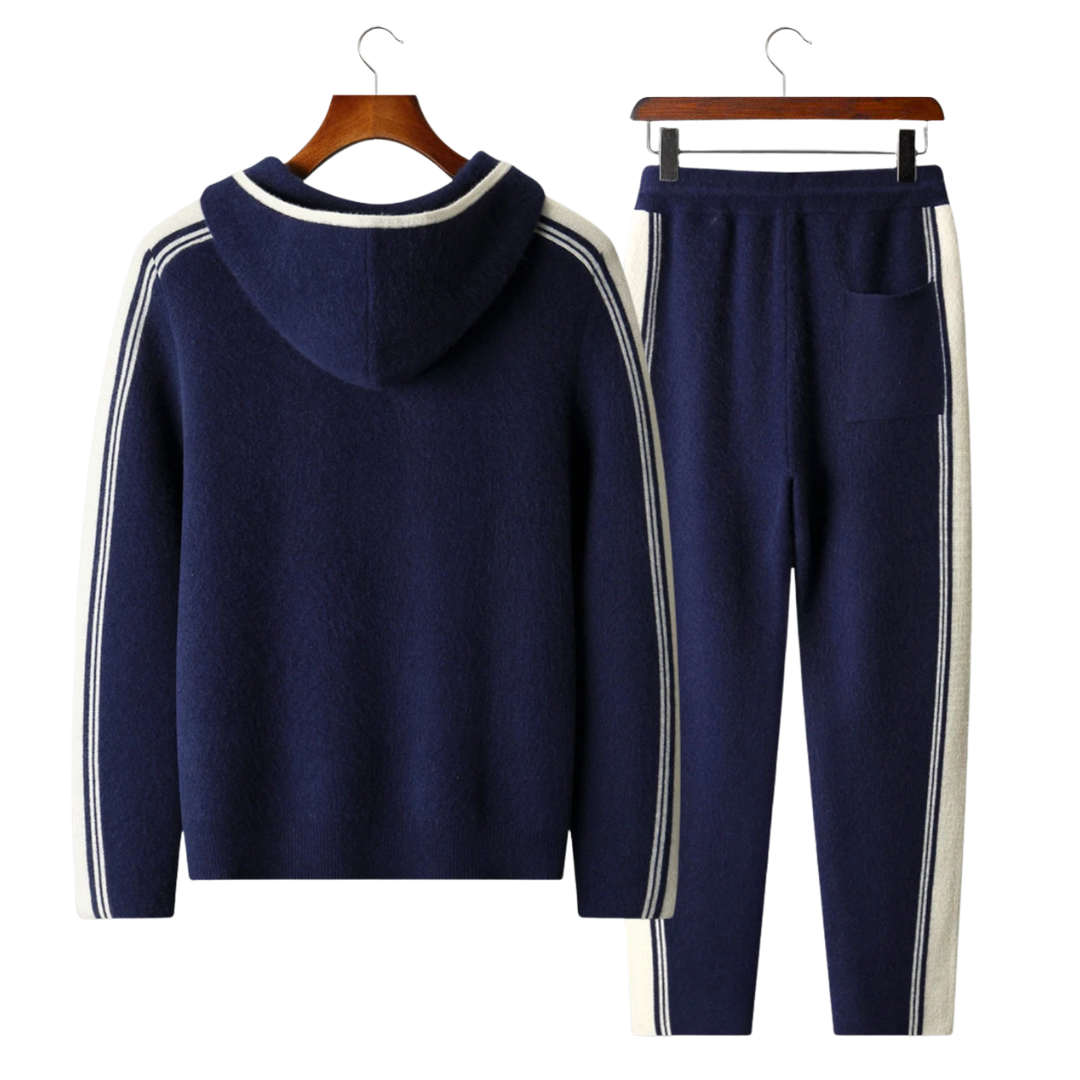 Damien | Luxury Cashmere Tracksuit Set - Navy Zip-Up Hoodie