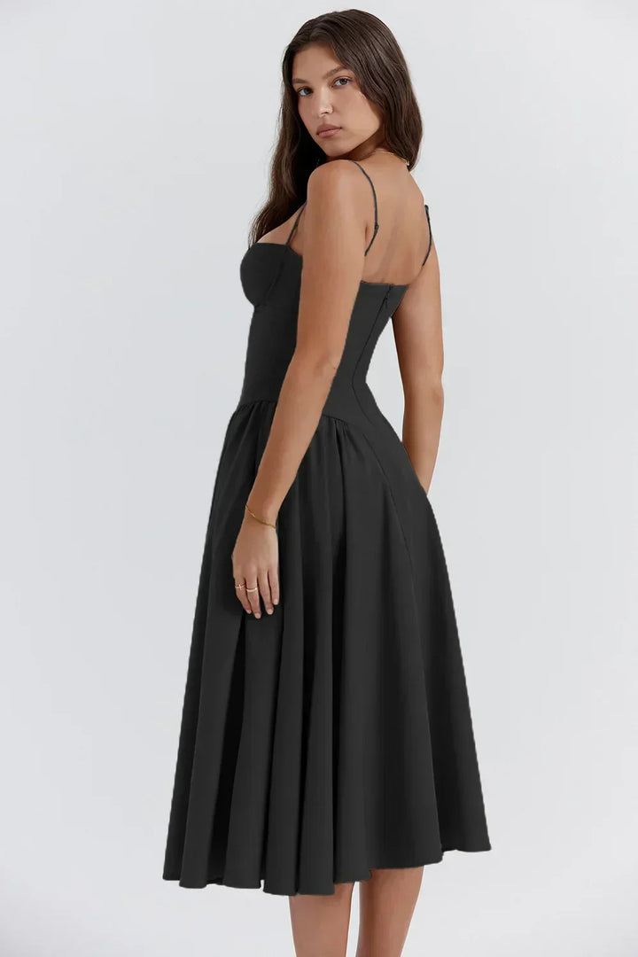 Camille | Elegant Sweetheart Midi Dress With Corset Silhouette