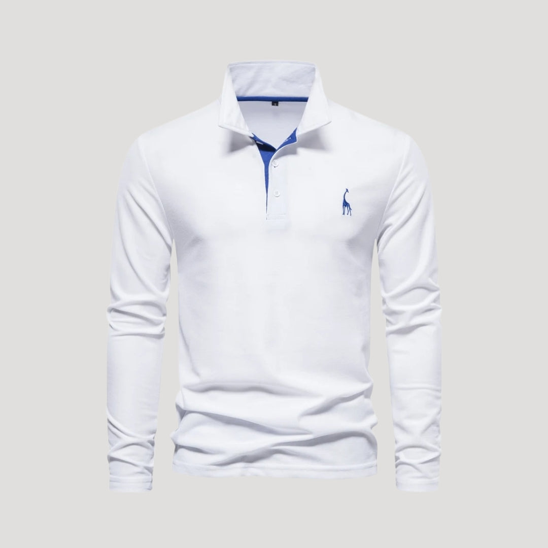 Phoenix | Stylish Men's Long Sleeve Cotton Polo Shirt With Embroidered Logo