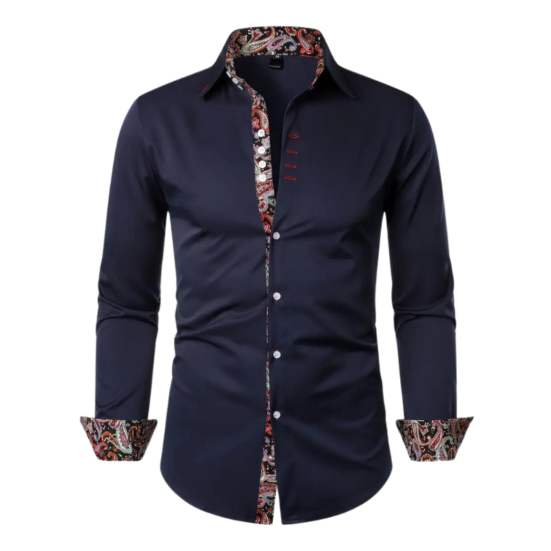 Phoenix | Stylish White Paisley Contrast Dress Shirt For Men