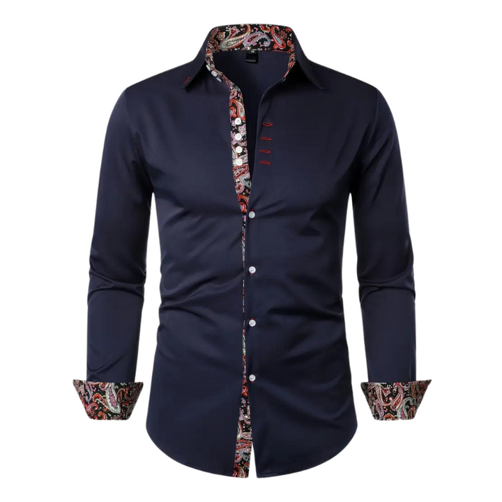 Phoenix | Stylish White Paisley Contrast Dress Shirt For Men