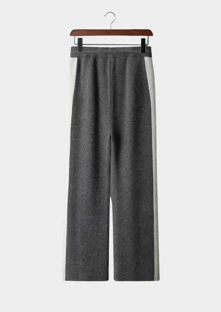 Renee | Elegant Wide Leg Cashmere Trousers With Drawstring
