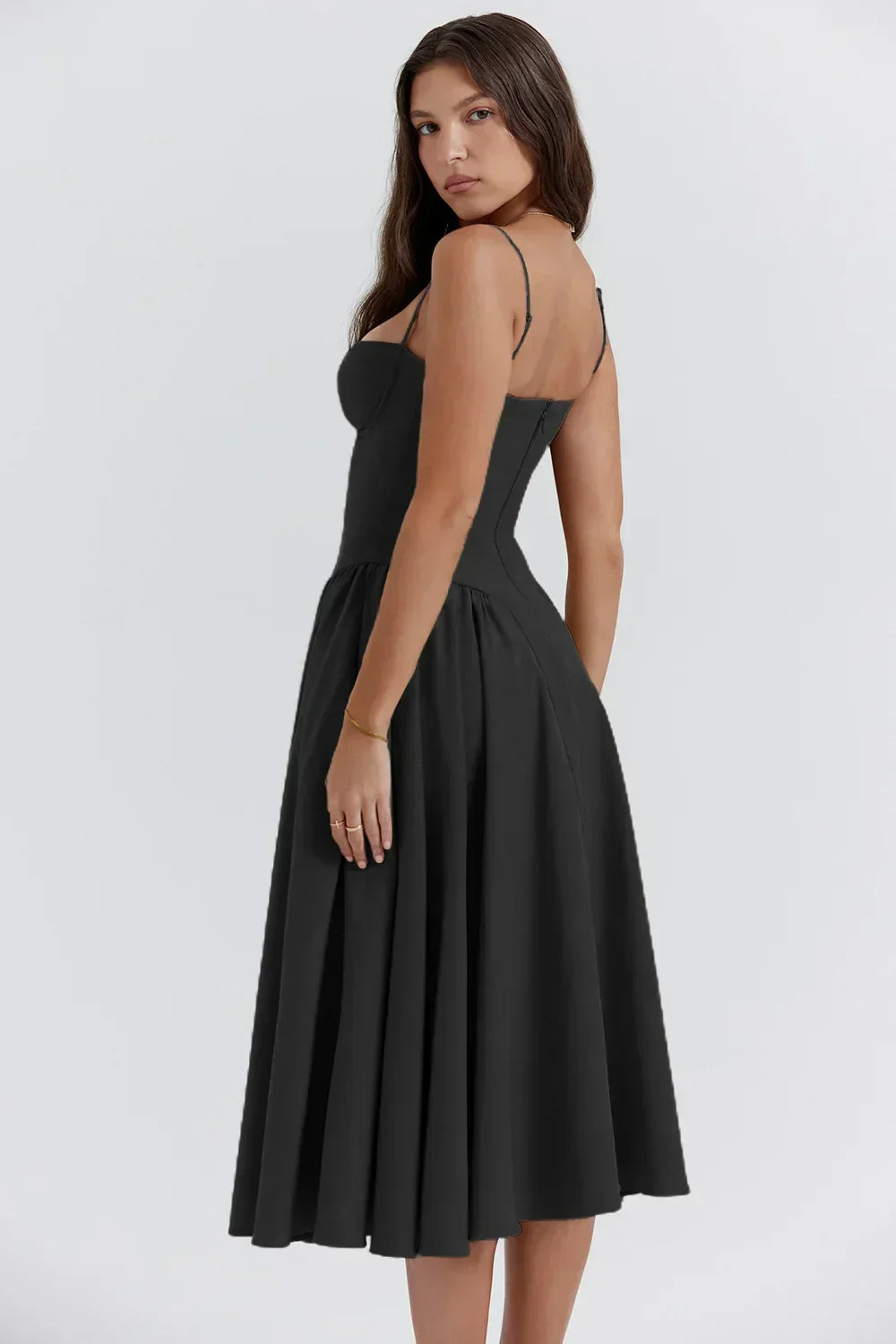 Clara | Elegant Structured Bustier Midi Dress