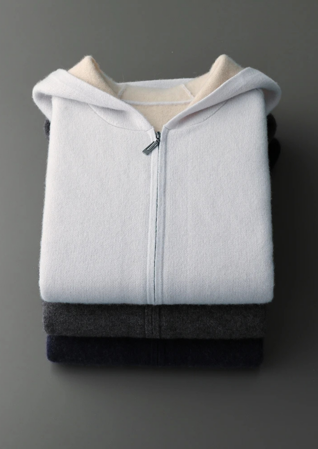 Casper | Elegant Two-Tone Zip Cashmere Hoodie Men