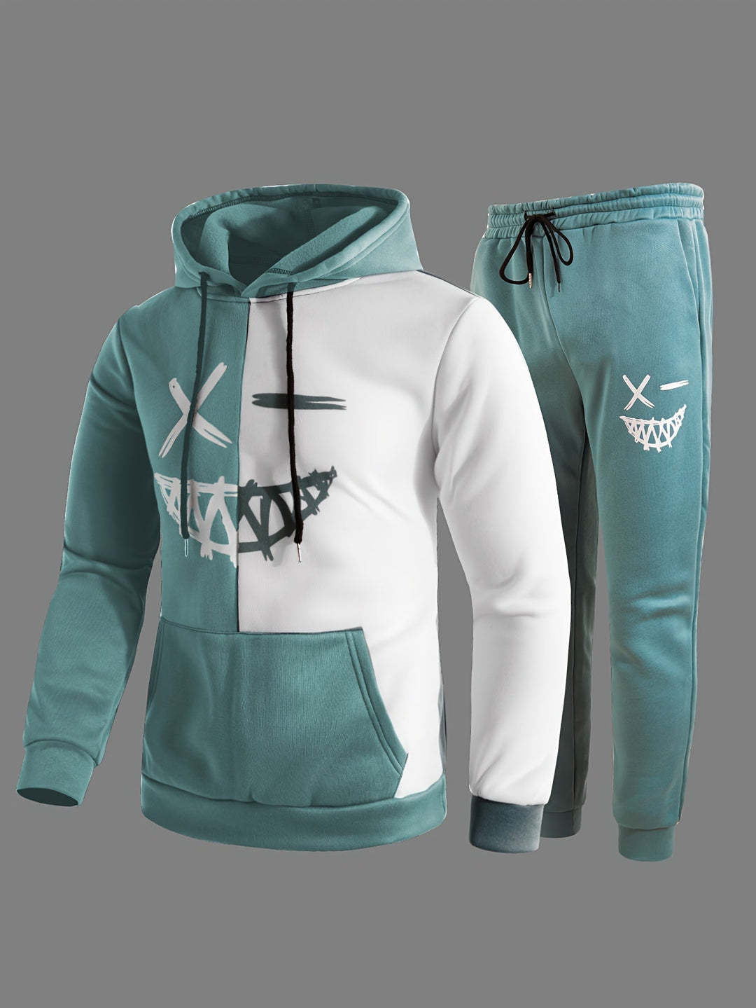 Damien | Stylish Color Block Hoodie And Jogger Set With Graphic Design