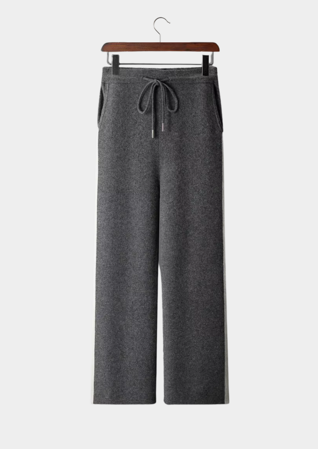 Renee | Elegant Wide Leg Cashmere Trousers With Drawstring