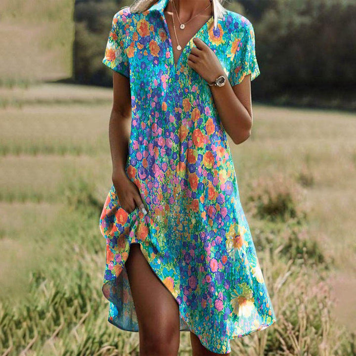 Phoebe | Stylish Floral Print V-Neck Summer Dress