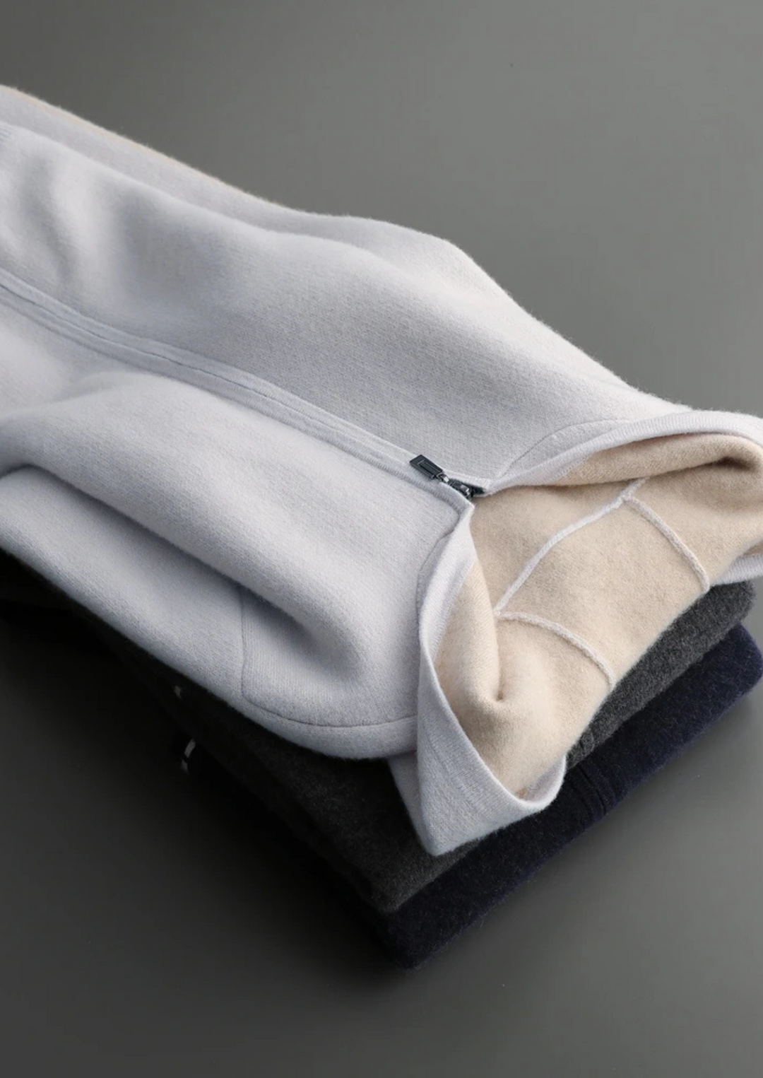 Casper | Elegant Two-Tone Zip Cashmere Hoodie Men
