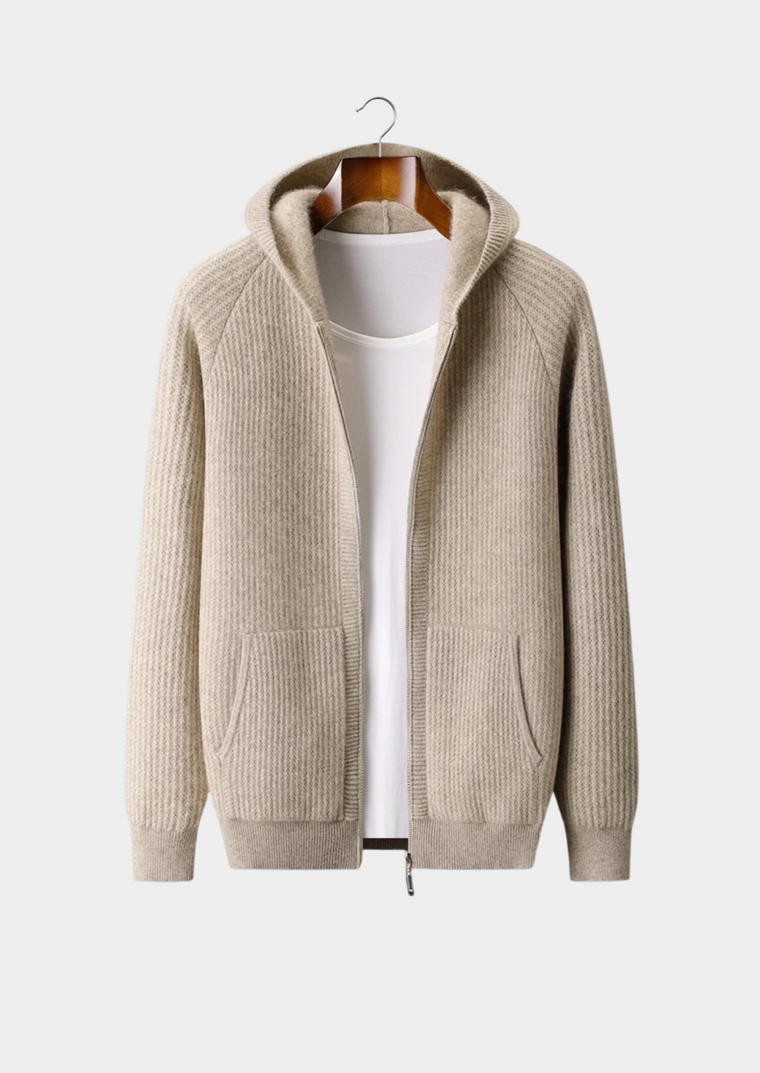 Camden | Stylish Wool Ribbed Zip-Up Hoodie Men - Premium Knit