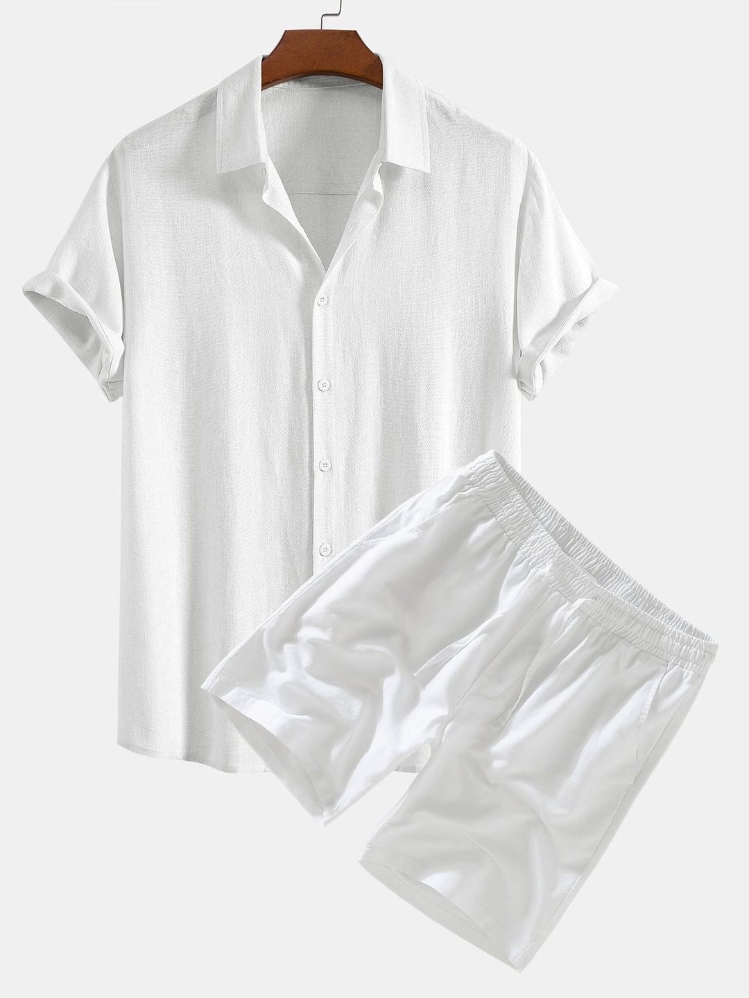 Marlborough | Elegant Short Sleeve Linen Shirt And Shorts Set Men
