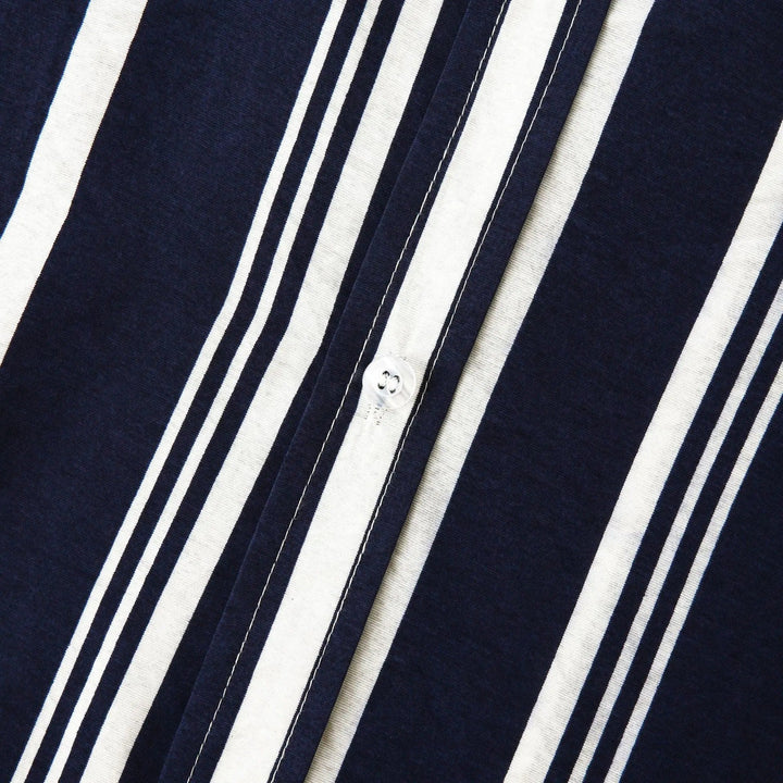 Portia | Stylish Navy Striped Short Sleeve Button Up Shirt Men