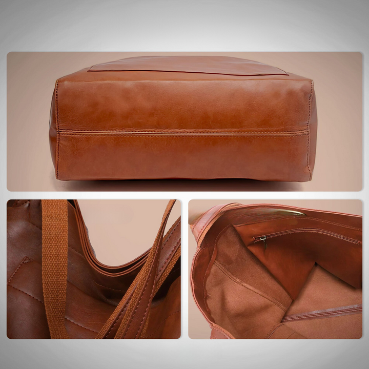 Evelyn | Elegant Brown Leather Tote Bag With Classic Silhouette