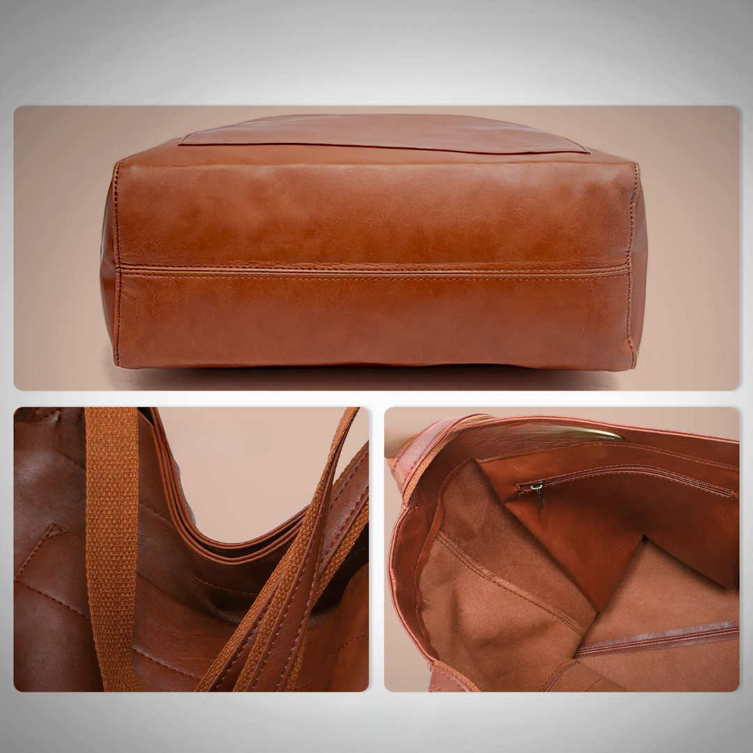 Emma | Elegant Brown Leather Tote Bag With Clean Lines