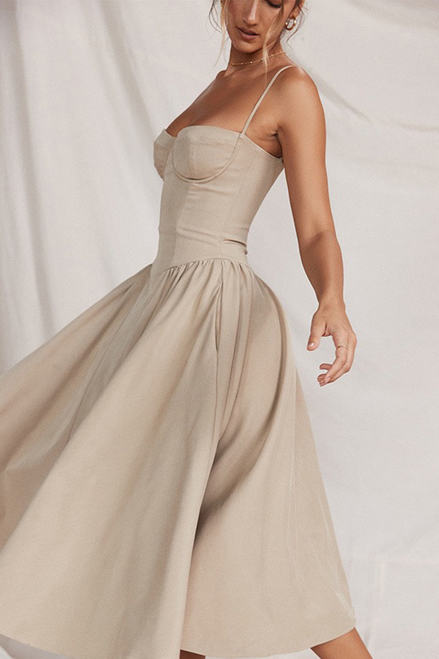 Antonella | Elegant Bustier Midi Dress With Fit And Flare Silhouette