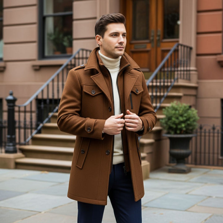 Fiona | Elegant Double-Breasted Wool Coat With Structured Collar