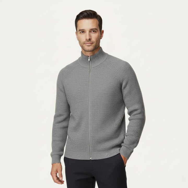 Freya | Elegant Merino Wool Zip-Up Cardigan Men's Knitwear