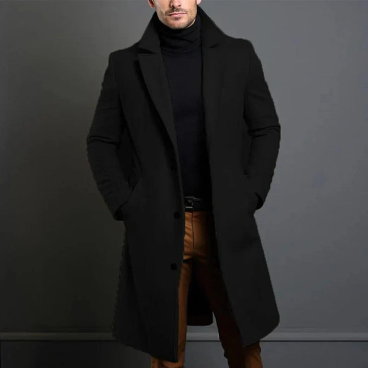 Elise | Elegant Men's Long Wool Overcoat With Classic Lapels
