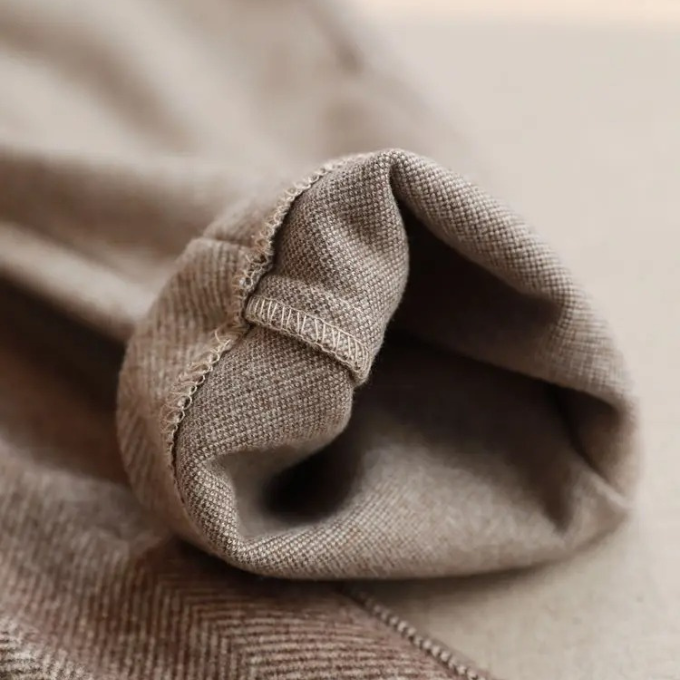 Rosalynn | Elegant Herringbone Wool Pleated Dress Trousers For Men