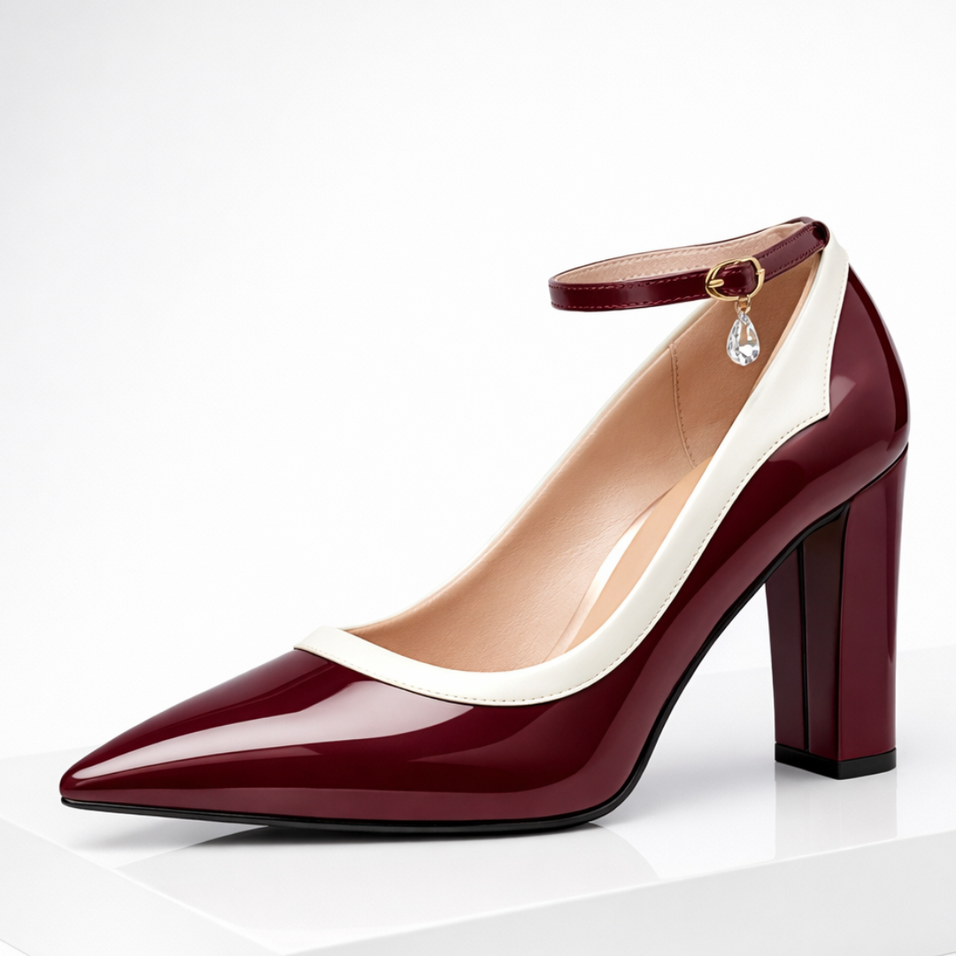 Eliana | Elegant Pointed Toe Block Heel With Ankle Strap