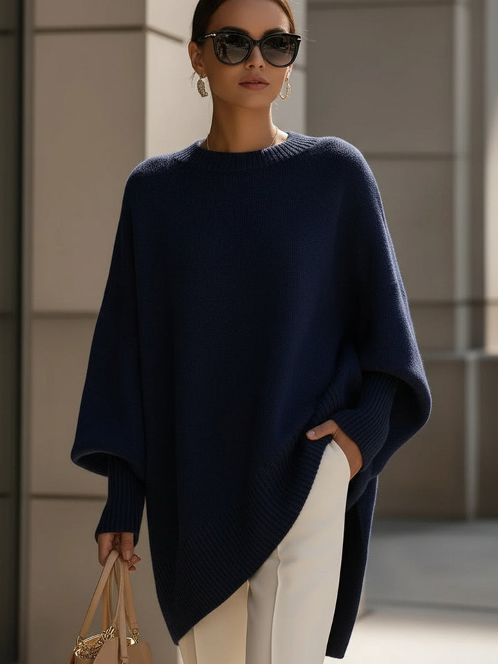 Skye | Elegant Oversized Knit Poncho With Asymmetrical Design