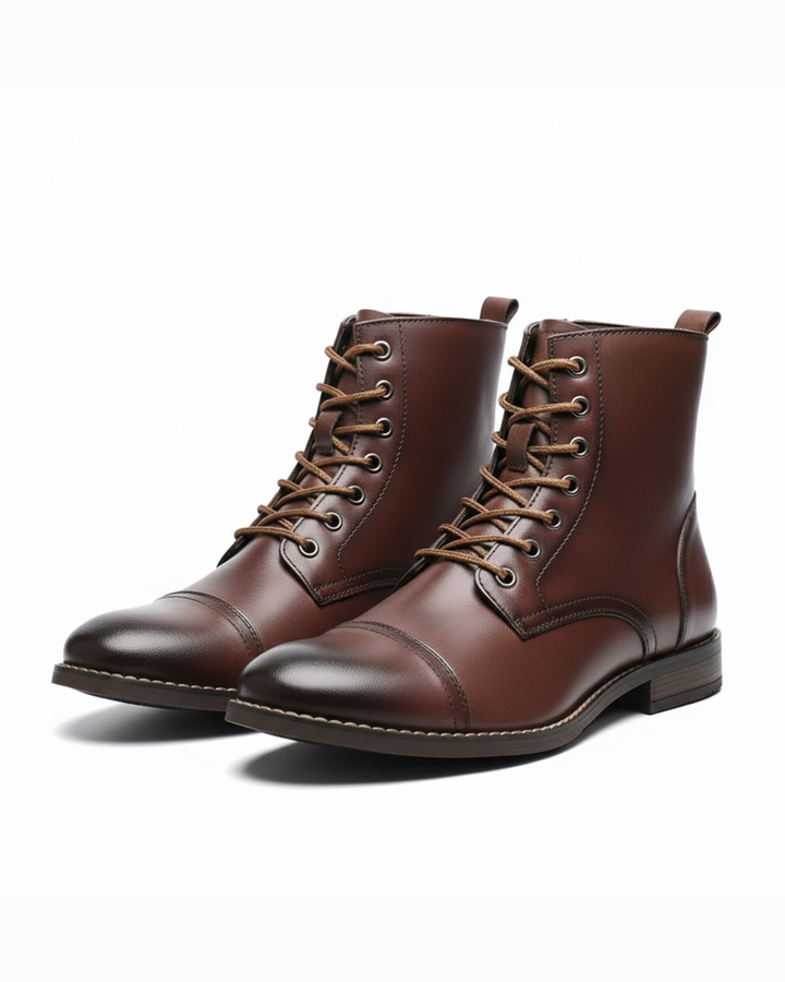 Kai | Vintage Brown Leather Lace-Up Ankle Boots For Men